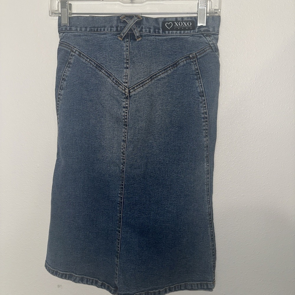 Vtg Y2K Xoxo Denim Skirt Blue Size 0 Stretch - Picture 5 of 12